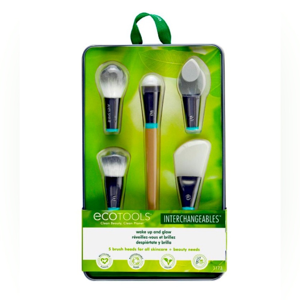 NWT EcoTools Interchangeables Wake Up and Glow Cosmetic Brush Set